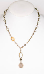 Necklace Molly Beaded Copper Coin Charm Lariat Necklace