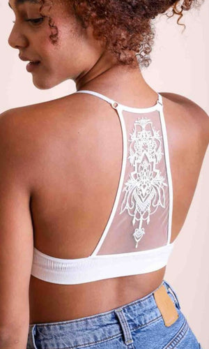 Anamar White Lotus Mesh Tattoo Back Brami Bralette Top