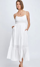 *SALE! Alesy White Boho Side Pocket Gathered Maxi Dress