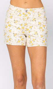 *SALE! Atany White Flower Print High Rise Shorts