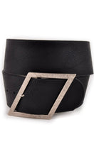 Black OR Brown Slanted Silver Buckle High Waist Vegan Leather Belt