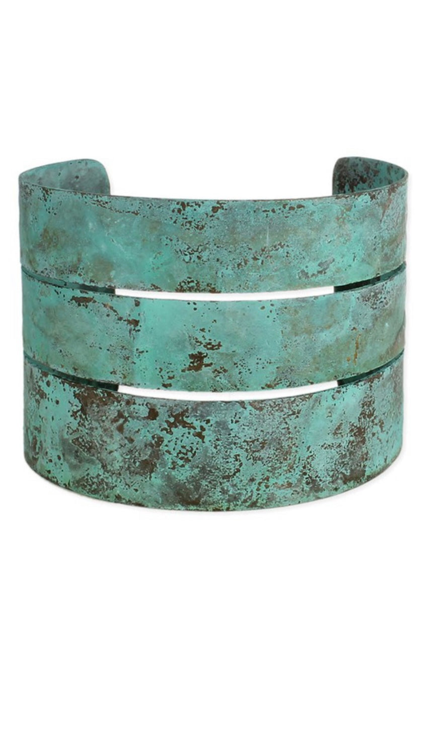 Boho Chic Turquoise Patina Wide Cuff Bracelet