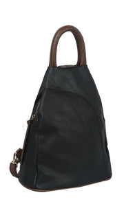 Blakely Black Vegan Leather One & Double Strap Crossbody Backpack