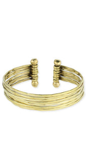 Bracelet Boho Chic Gold Hammered 7 Line Cuff Bracelet
