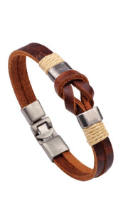 Bohemian Brown Knot Leather Cuff Bracelet