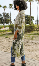 Abekah Olive Scallop Contrast Lace Longline Kimono