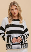 Abcha Black White Stripe Pullover Sweater