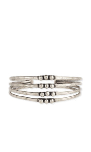Boho Chic Silver Hammered Dotted Cuff Bracelet