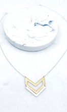 Chevron Mixed Metal Charm Pendant Short Necklace