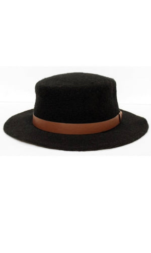 Creede Black Felt Small Brim Boater Hat