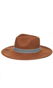 Baden Brown Boho Chevron Stripe Rancher Wool Felt Panama Hat