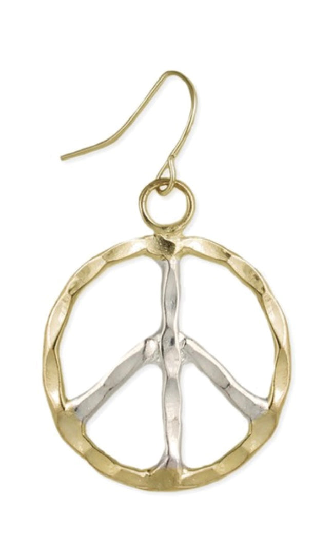 Earring Woodstock Vibes Mixed Metal Peace Sign Round Earrings