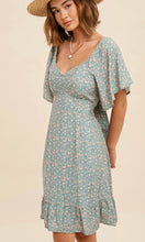 *SALE! Avery Vintage Blue Ditzy Print Low Bow Back Dress
