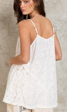 *SALE! Alisa Ivory Contrast Lace Detail Long Tunic Knit Tank Top