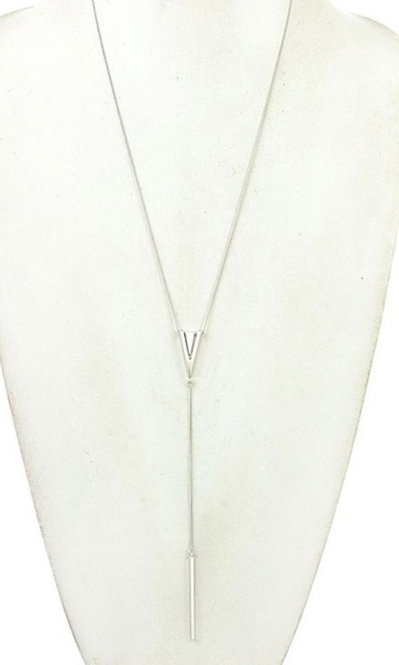 Necklace Edgy Silver Burnished Triangle Pendant Necklace