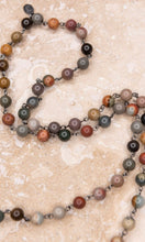 Patty Dark Mix Stone Rectangular Pendant Beaded Necklace
