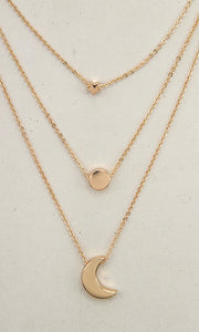 Necklace Triple Cut-Out Moon Gold Layered Necklace