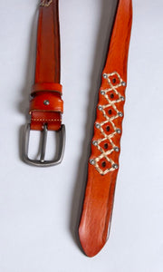 Collective Embroidered Antique Silver Leatherette  Belt