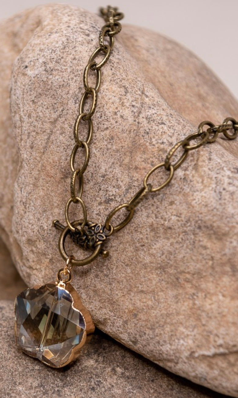 Addison Crystal Stone Pendant Chain Link Necklace