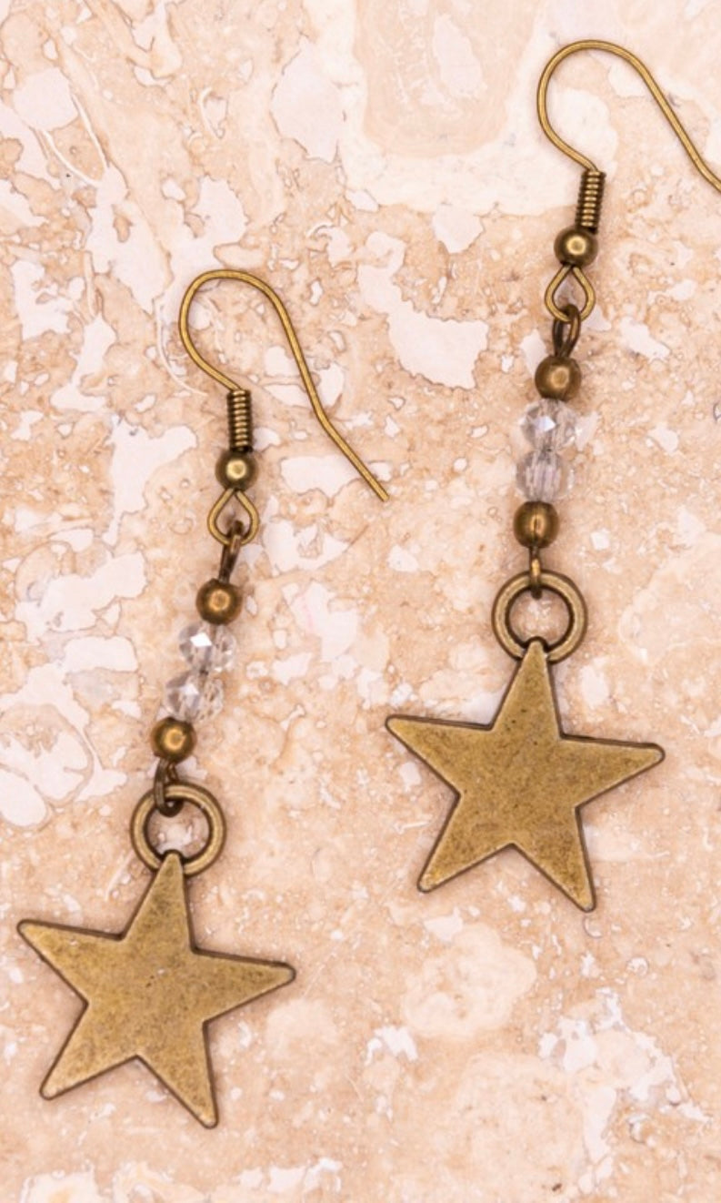 Macey Bronze Star Pendant Drop Earrings