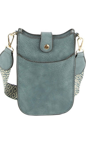 Brooke Denim Blue Vegan Leather Cellphone Guitar Strap Crossbody Bag