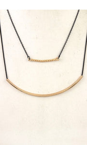 Necklace Chic Black Gold Curved Pendant Double Row Necklace