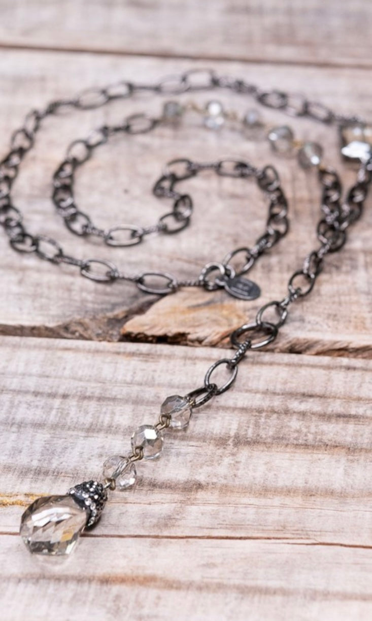 Dayna Crystal Lariat Beaded Long Necklace