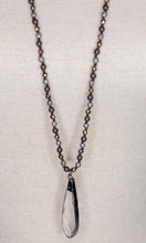 Heather Grey Soldered Crystal Pendant Beaded Long Necklace
