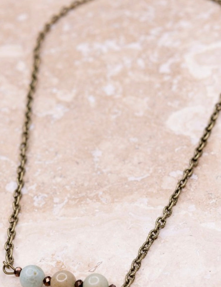 Reece Amazonite Bronze Chain Necklace