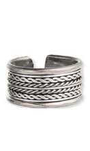 Antiqued Silver Etched Adjustable Band Ring