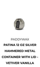 Paddywax PATINA Silver Hammered Metal Vetiver & Vanilla 12 OZ Candle