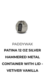 Paddywax PATINA Silver Hammered Metal Vetiver & Vanilla 12 OZ Candle