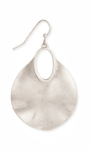 Matte Silver Textured Round Dangle Earrings
