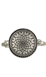 Bracelet Antique Inspired Silver Mandala Etched Cuff Bracelet