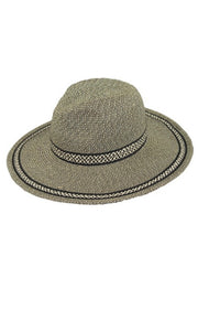 Brahn Black Tweed Wide Hard Brim Panama Sun Hat