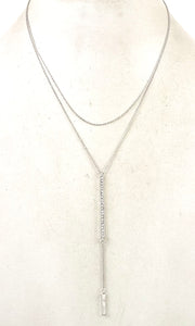 Necklace Chic Silver Bar Pendant Layered Necklace