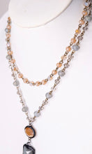 Harper Grey Stone Crystal Pendant Double Beaded Necklace
