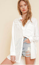 *SALE! Anial White Mixed Eyelet Longline Texture Shirt Top