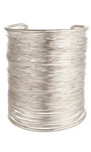 Artisanal Chic Silver Wire Wide Cuff Bracelet