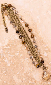 Darla Tiger Eye Crystal Multi Strand Bracelet