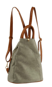 Blakely Stone Vegan Leather One & Double Strap Crossbody Backpack