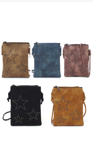 Bex Vegan Leather Star Crossbody Cellphone Bag