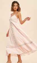 *SALE! Aretha Soft Pink Allover Embroidered Empire Cami Midi Dress