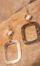 Violetta Crystal Stone Gold Rectangular Drop Earrings