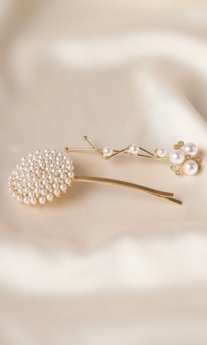 Bebe Gold Pearl Hair Pin Set of 2