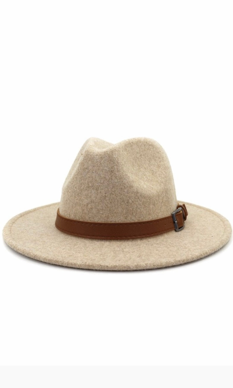 Cane Beige Essential Wool Felt Panama Hard Brim Hat