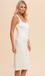 *SALE! Anmalia Ivory Button Front Ribbed Knit Midi Dress