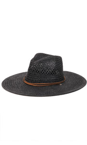 Black Braided Weave Thin Strap Wide Brim Sun Hat