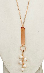Chic Rose Gold Fringe Pearl Long Necklace