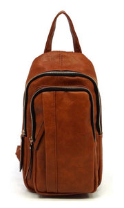 Branson Brown Vegan Leather Crossbody Sling Handbag Bag